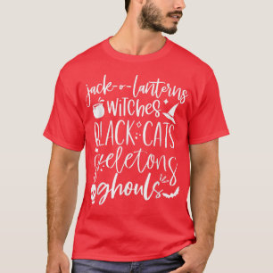 Halloween Jack o Lantern Witches Black Cats Skelet T-Shirt