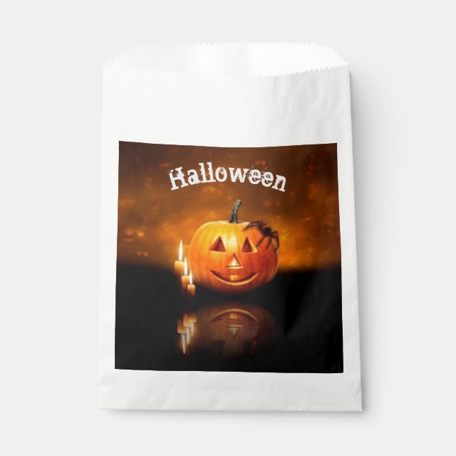 Halloween Jack-o-lantern with Spider Favour Bag (Front)