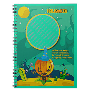 Halloween Jack o' Lantern Wizard Add Photo Frame Notebook