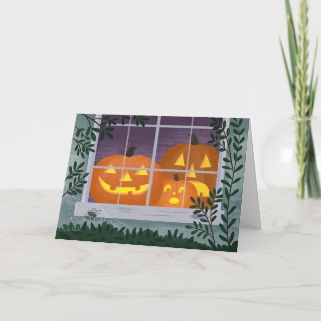 Halloween Jack-o'-lanterns in the Window Card (Front)