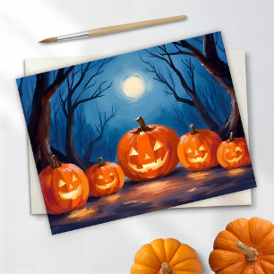 Halloween Jack-O-Lanterns Pumpkins Watercolor Holiday Card