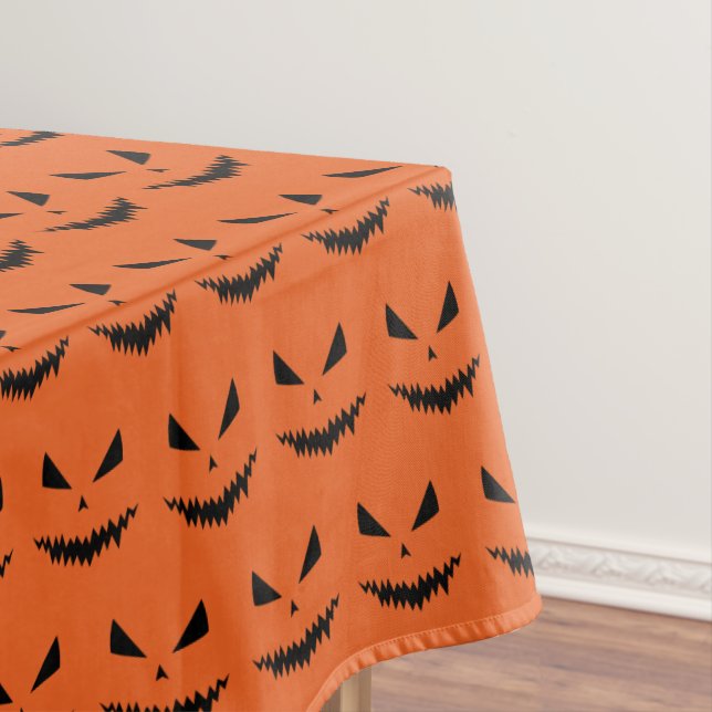 Halloween Jack OLantern black face orange pattern Tablecloth (In Situ)