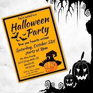 Halloween Jack O'Lantern Costume Party Invitation Postcard