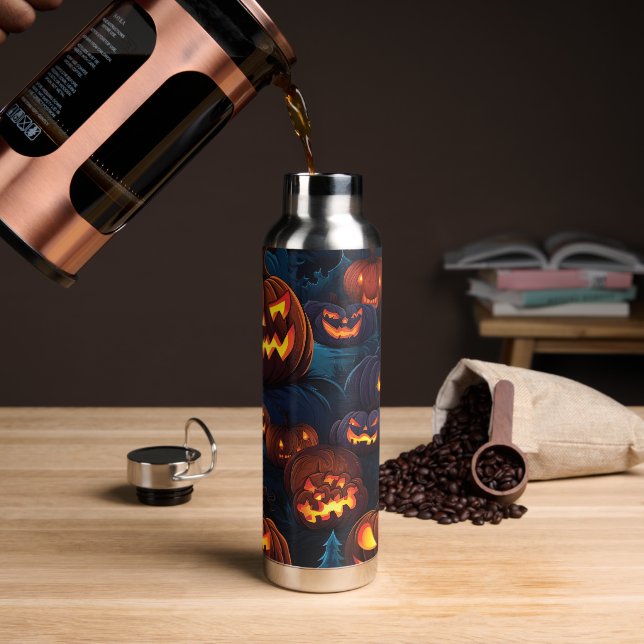 Halloween Jack o'Lantern Pattern Water Bottle (Coffee)