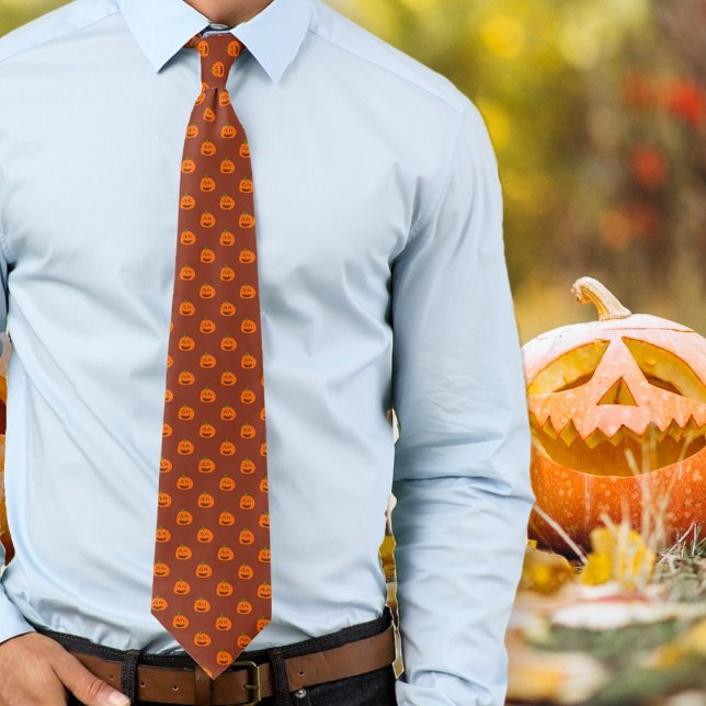 Halloween Jack o'Lanterns Rust Red tie (Creator Uploaded)
