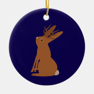 Halloween Jackalope Trick or Treat Custom Name Ceramic Ornament