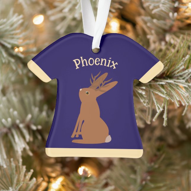 Halloween Jackalope Trick or Treat Custom Name Ornament (Tree)