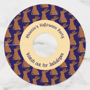Halloween Jackalope Trick or Treat Custom Wine Glass Tag