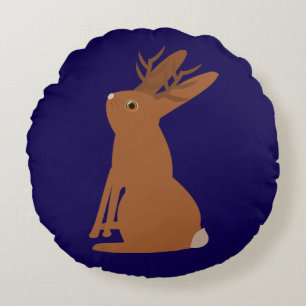Halloween Jackalope Trick or Treat Double Sided Round Cushion