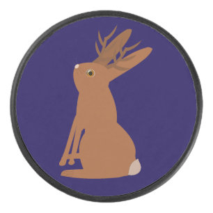 Halloween Jackalope Trick or Treat Hockey Puck