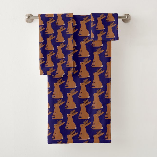 Halloween Jackalope Trick or Treat Patterned Bath Towel Set (Insitu)