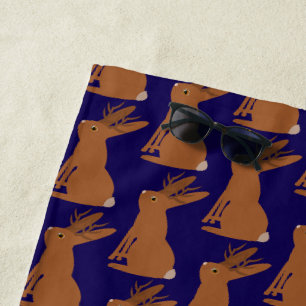 Halloween Jackalope Trick or Treat Patterned Beach Towel