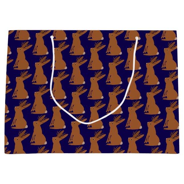 Halloween Jackalope Trick or Treat Patterned Large Gift Bag (Front)