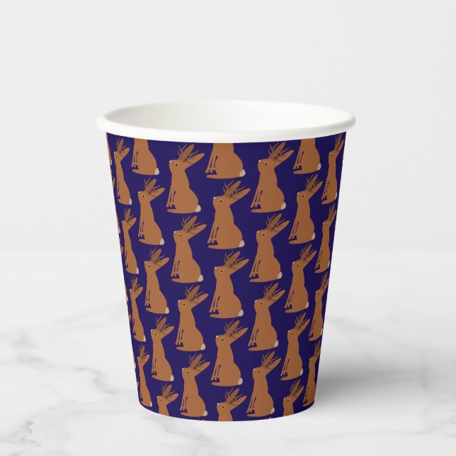 Halloween Jackalope Trick or Treat Patterned Paper Cups (Front)