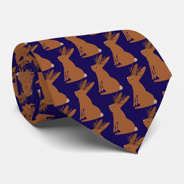 Halloween Jackalope Trick or Treat Patterned Tie (Rolled)