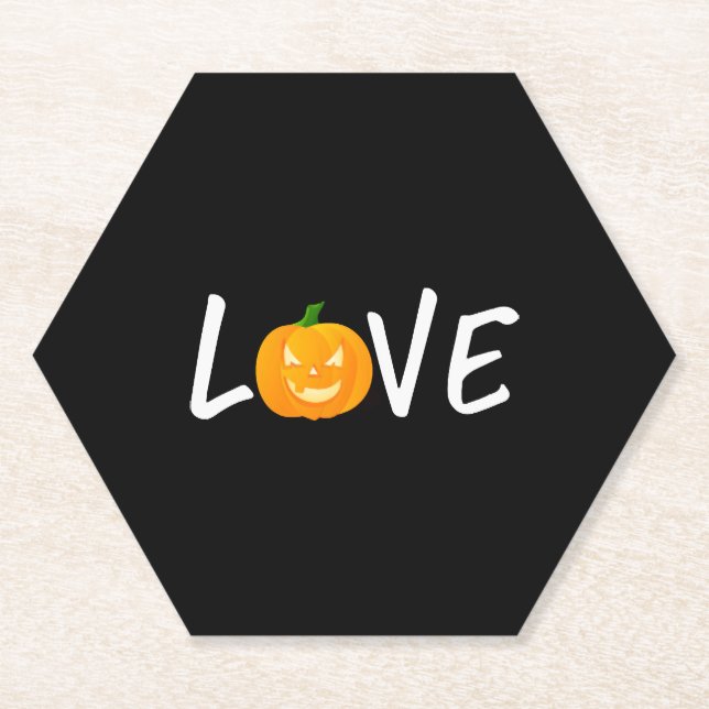 Halloween Jackolantern Love Halloween Paper Coaster (Front)