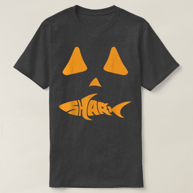 Halloween Jackolantern Shark Lover Funny Spooky Fa T-Shirt (Design Front)