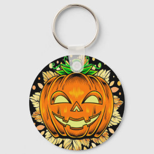 Halloween Jackolantern Spooky Pumpkin Key Ring