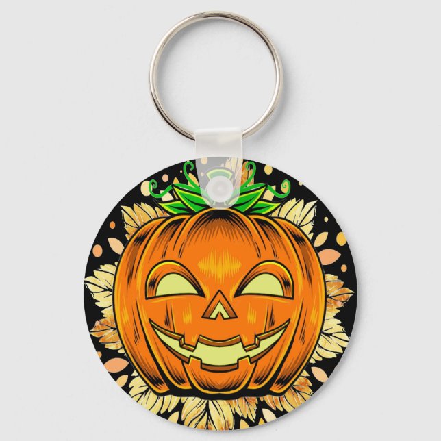 Halloween Jackolantern Spooky Pumpkin   Key Ring (Front)