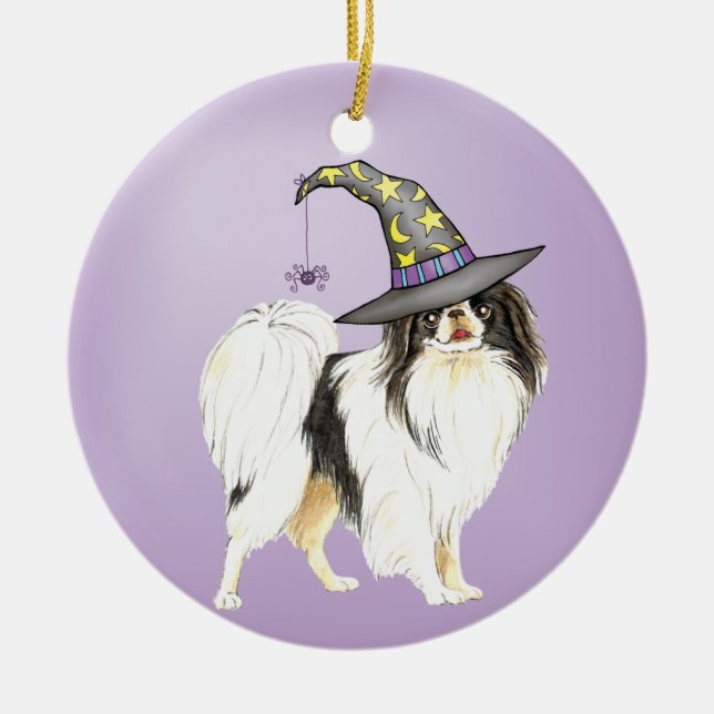 Halloween Japanese Chin  Ceramic Ornament (Front)