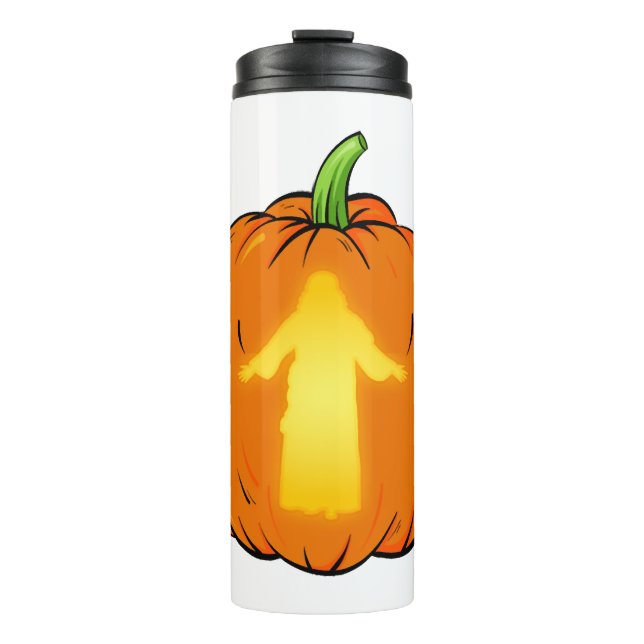Halloween Jesus Design with Jesus Pumpkin Thermal Tumbler (Front)