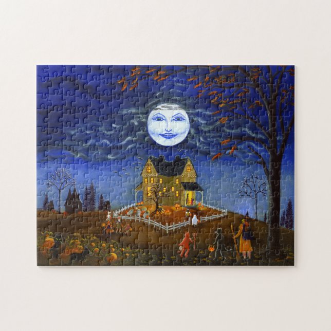 Halloween jigsaw puzzle, trick or treat scene jigsaw puzzle (Horizontal)