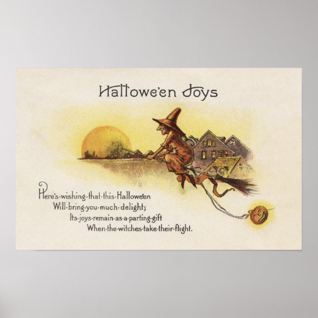Halloween JoysWitch on Broom Poster (Front)