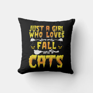 Halloween Just A Girl Who Loves Fall And Cats Cushion