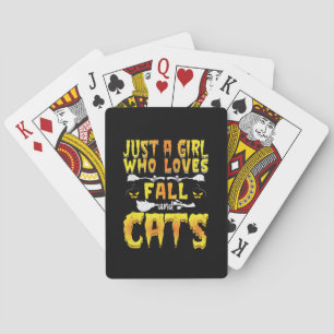 Halloween Just A Girl Who Loves Fall And Cats Playing Cards