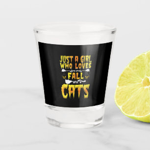 Halloween Just A Girl Who Loves Fall And Cats Shot Glass