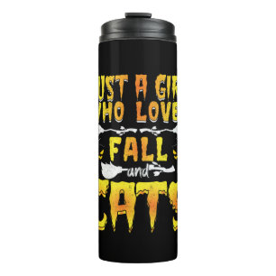 Halloween Just A Girl Who Loves Fall And Cats Thermal Tumbler