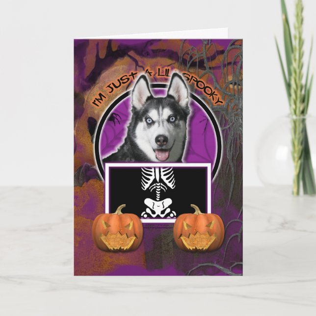 Halloween - Just a Lil Spooky - Siberian Husky Card (Front)