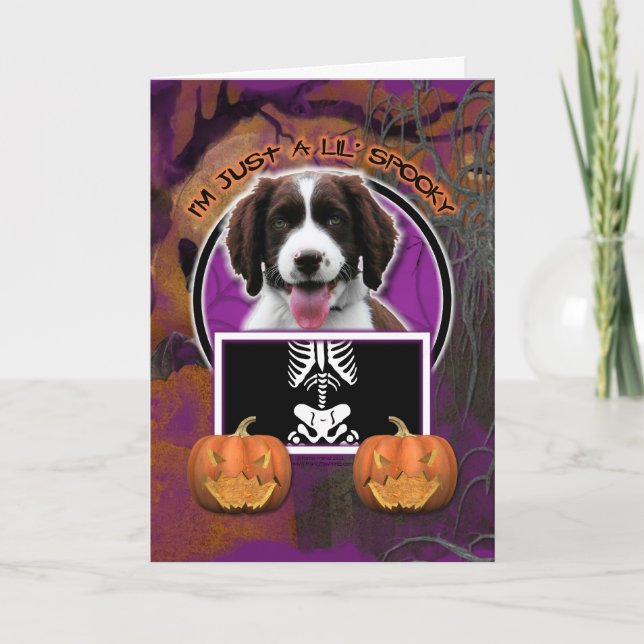 Halloween - Just a Lil Spooky - Springer Spaniel Card (Front)