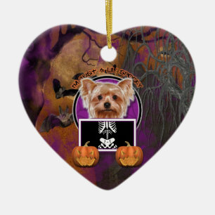 Halloween - Just a Lil Spooky - Yorkie Ceramic Ornament