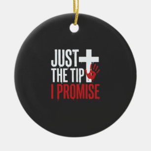 Halloween Just The Tip Bloody Cross Ceramic Ornament