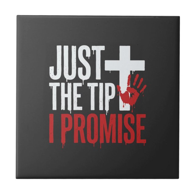 Halloween Just The Tip Bloody Cross Ceramic Tile (Front)