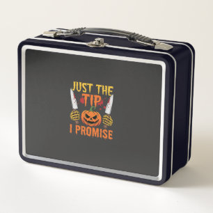 Halloween Just The Tip Pumpkin Knife Graphic Metal Lunch Box