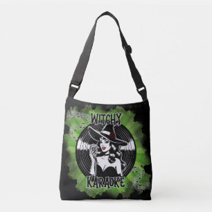 Halloween Karaoke Disco Vintage Pin-up Witch  Crossbody Bag