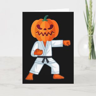 Halloween Karate Fighter Pumpkin Head Scary Gift Card