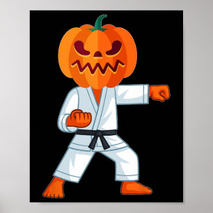 Halloween Karate Fighter Pumpkin Head Scary Gift  Poster