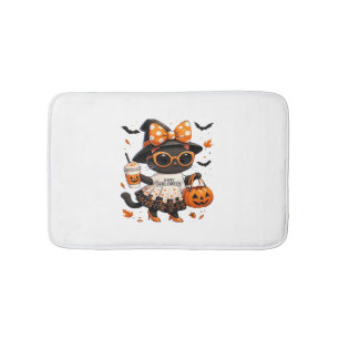 Halloween Kawaii Cat – Witch Cat with Pumpkin and  Bath Mat