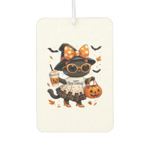 Halloween Kawaii Cat � Witch Cat with Pumpkin and Car Air Freshener
