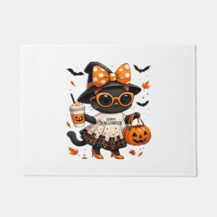 Halloween Kawaii Cat – Witch Cat with Pumpkin and  Doormat