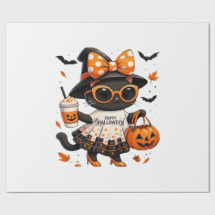 Halloween Kawaii Cat � Witch Cat with Pumpkin and Wrapping Paper
