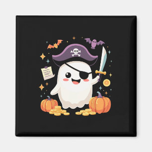 Halloween Kawaii Ghost Dressed As Pirate For Spook Magnet