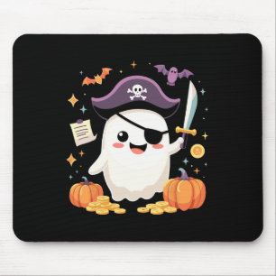 Halloween Kawaii Ghost Dressed As Pirate For Spook Mouse Pad