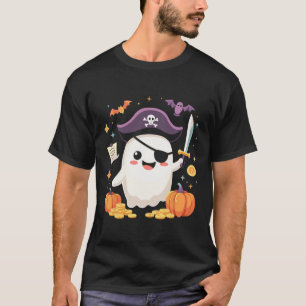 Halloween Kawaii Ghost Dressed As Pirate For Spook T-Shirt