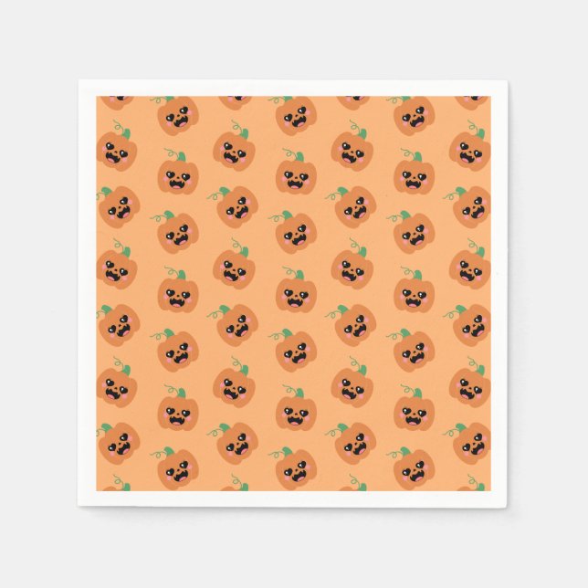Halloween Kawaii Pumpkins Pattern Napkin (Front)