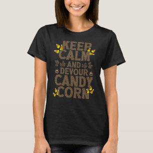 Halloween Keep Calm And Devour Candy Corn Stitch T-Shirt