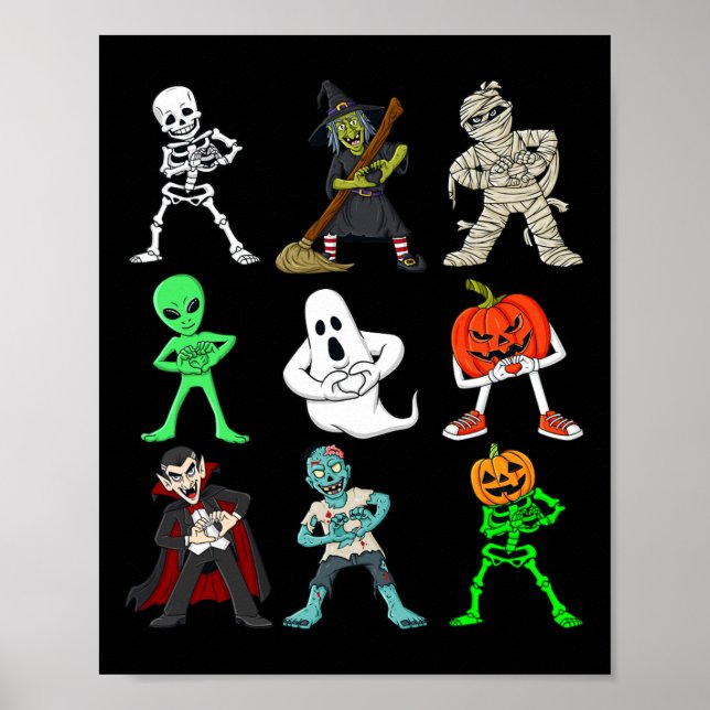 Halloween Keke Dancing Skeleton And Monsters Boys  Poster (Front)